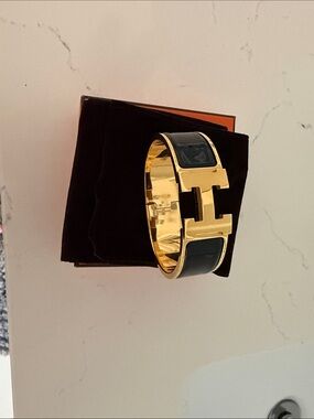 Hermes Gold and Black Clic H Bracelet
